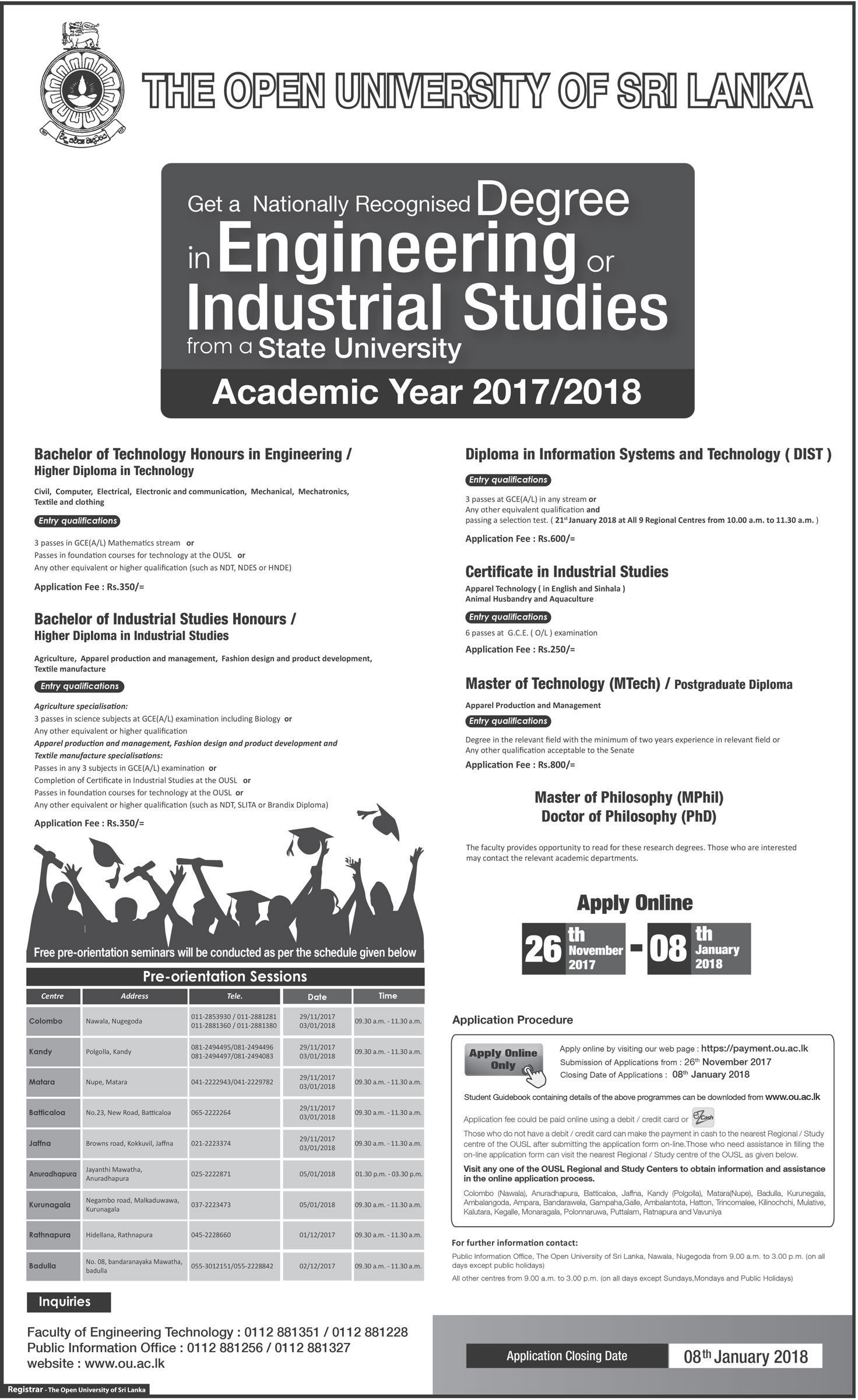 Degree in Engineering or Industrial Studies - The Open University of Sri Lanka